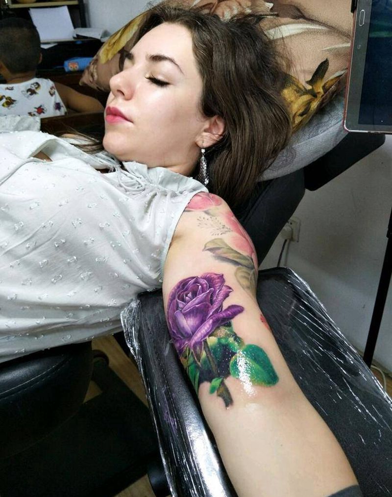 写实花花臂纹身图片