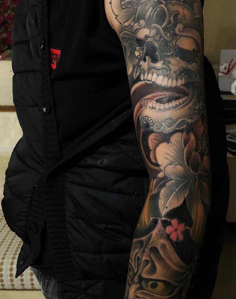 胳膊完成，下次接前胸纹身图片