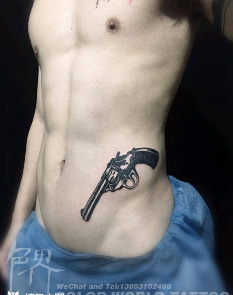 枪纹身图片