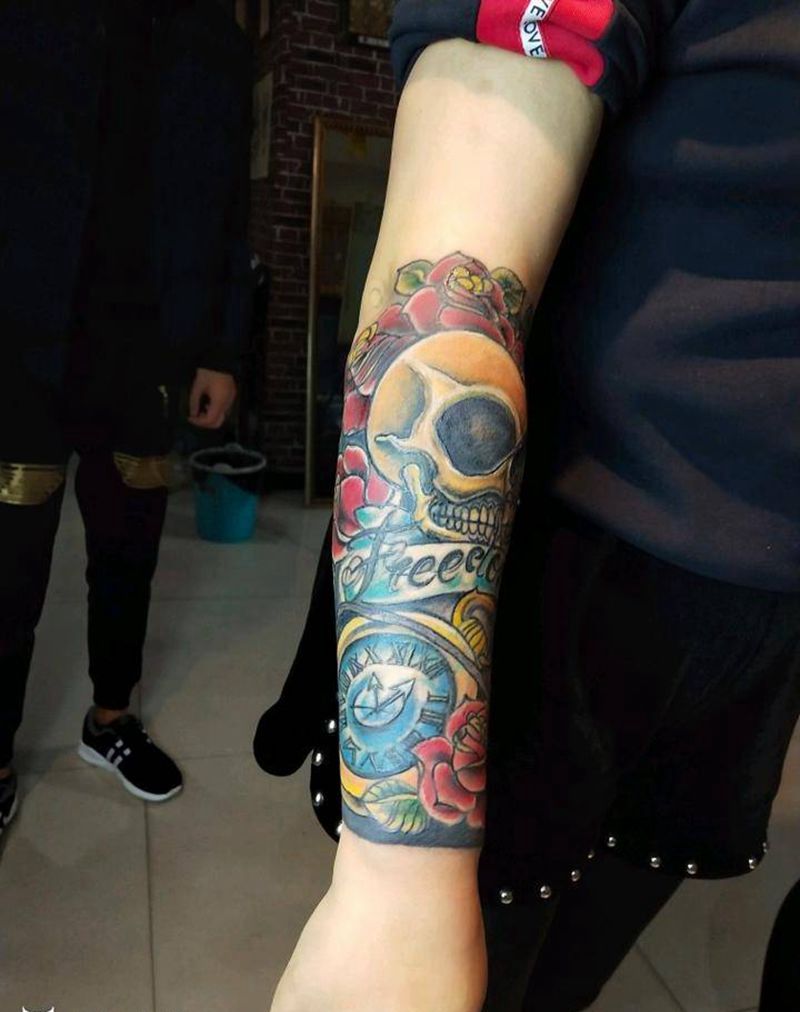 修改纹身图片_手臂New School花臂纹身图案