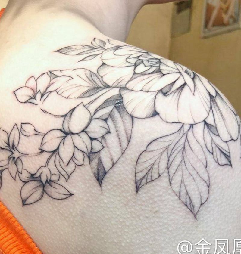 肩花纹身图片
