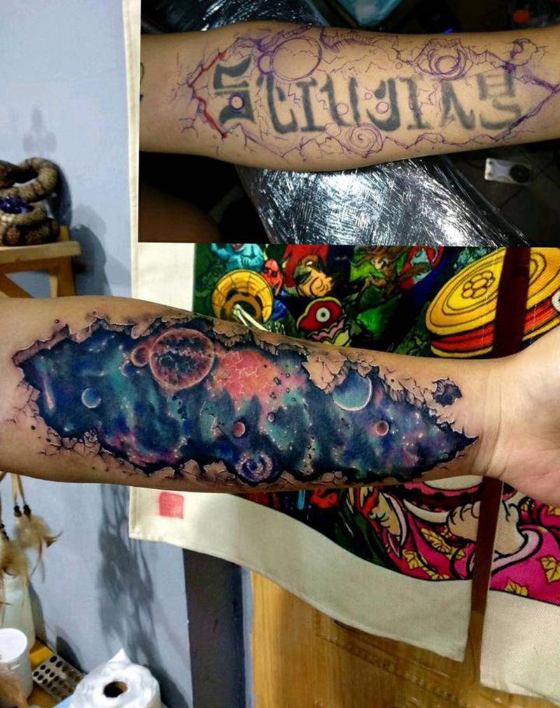 写实纹身图片_肩部手臂欧美写实纹身图案