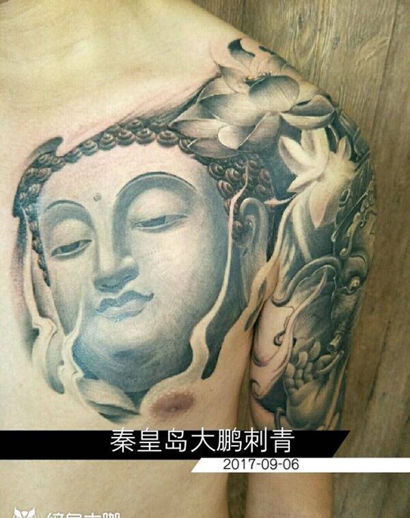 佛，象神纹身图片