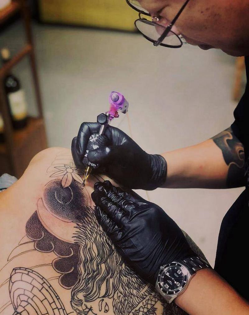 满背 杨林纹身图片_背部老传统纹身图案