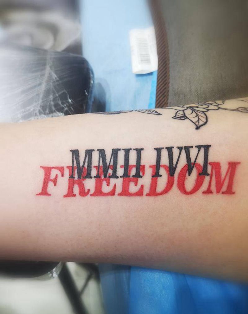 罗马数字+英文纹身图片_手臂纹身图案