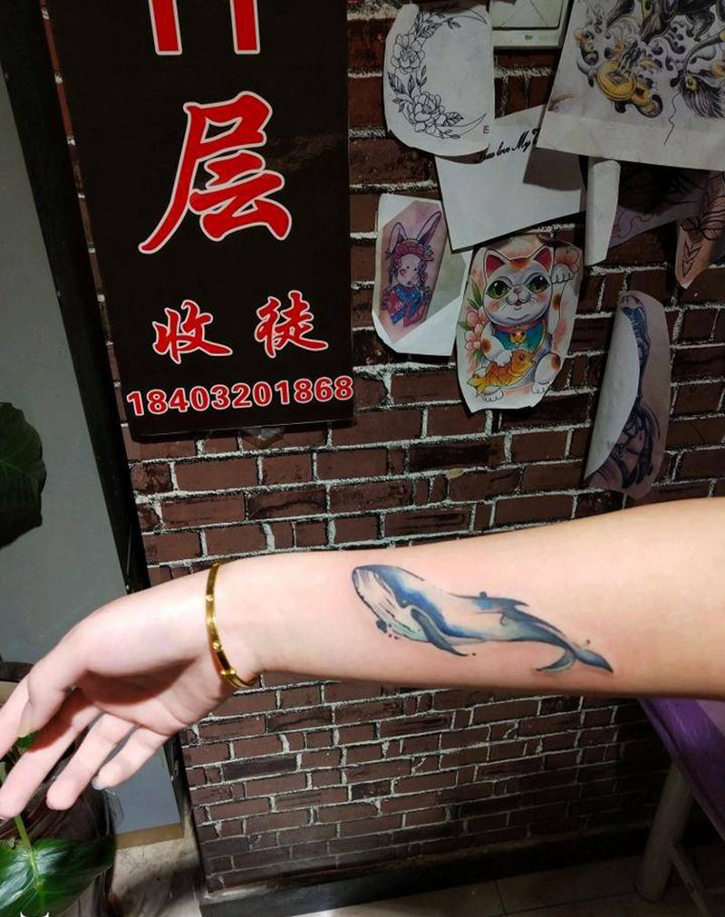 蓝鲸游戏纹身图片