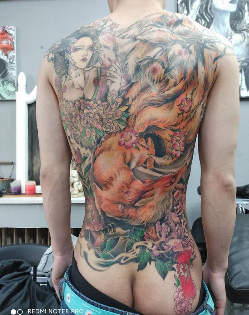 狐狸纹身图片_新传统纹身图案