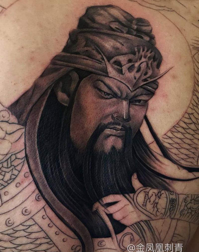 关羽未完纹身图片