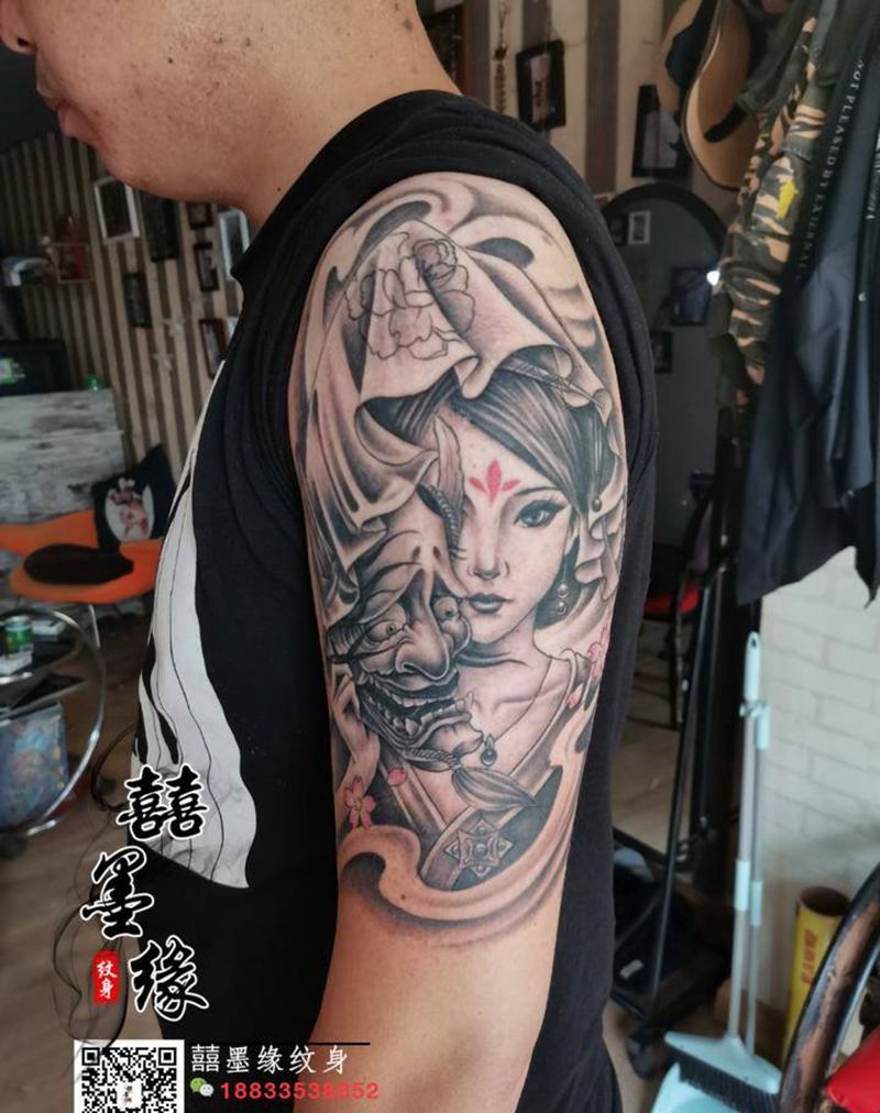 艺伎纹身图片_手臂纹身图案