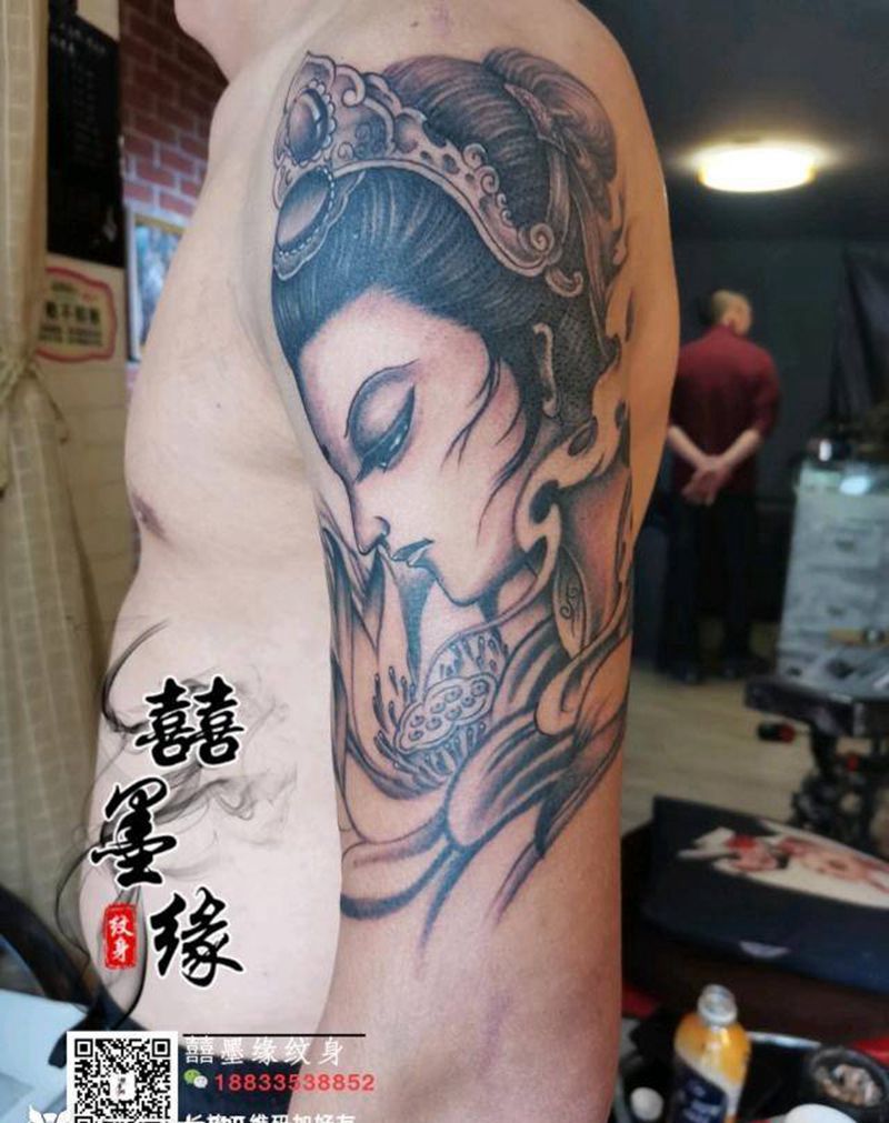 观音纹身图片_手臂新传统纹身图案