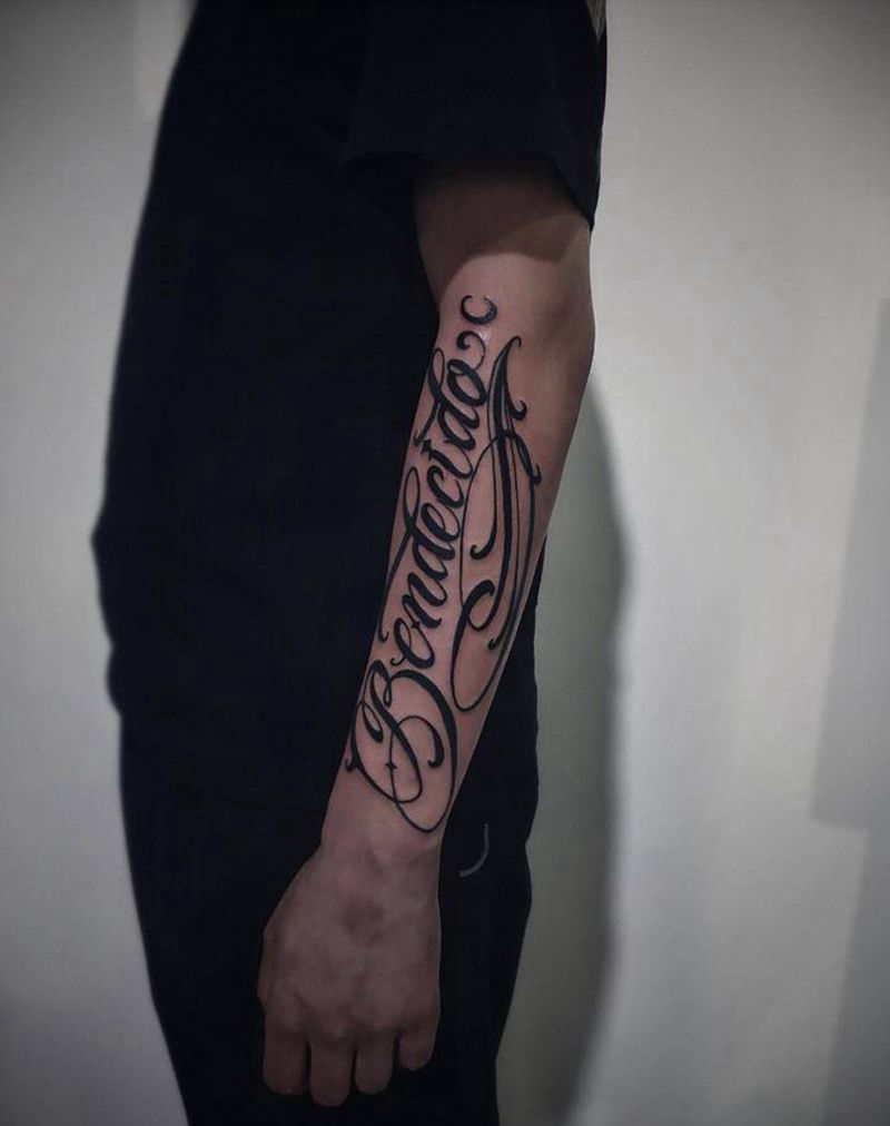 小臂花体字纹身图片_手臂花体字纹身图案