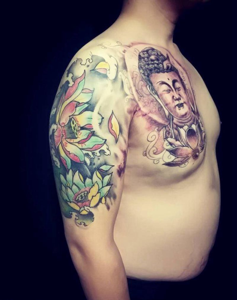 新传统半甲纹身图片