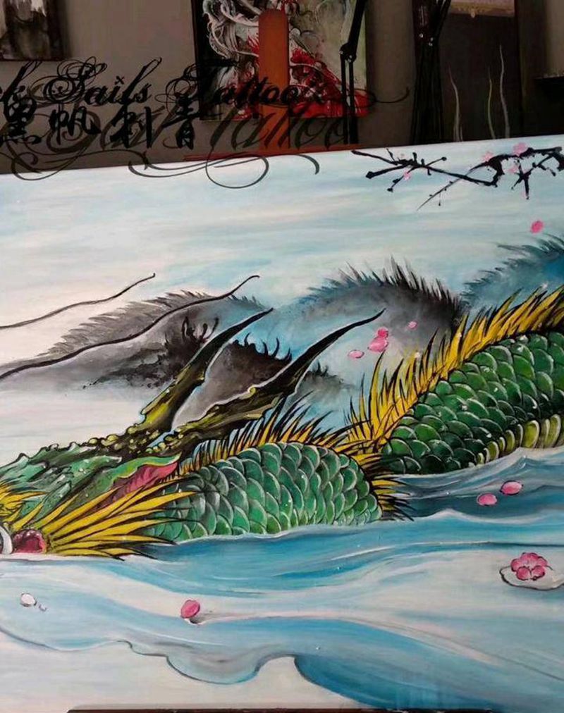 我的丙烯画纹身图片_新传统纹身图案