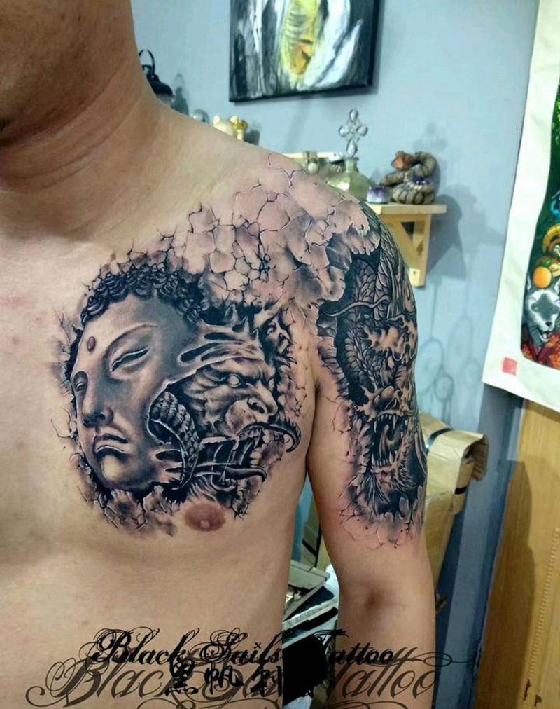 佛魔纹身图片_新传统纹身图案