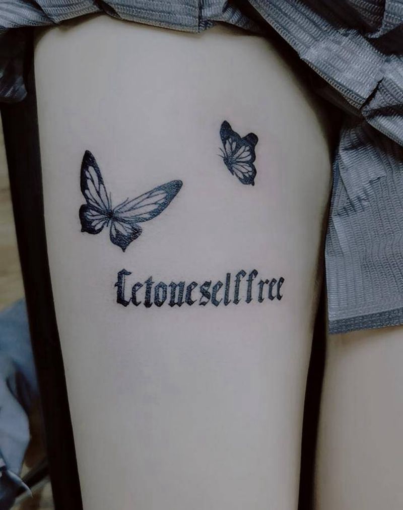 英文纹身图片_腿部纹身图案