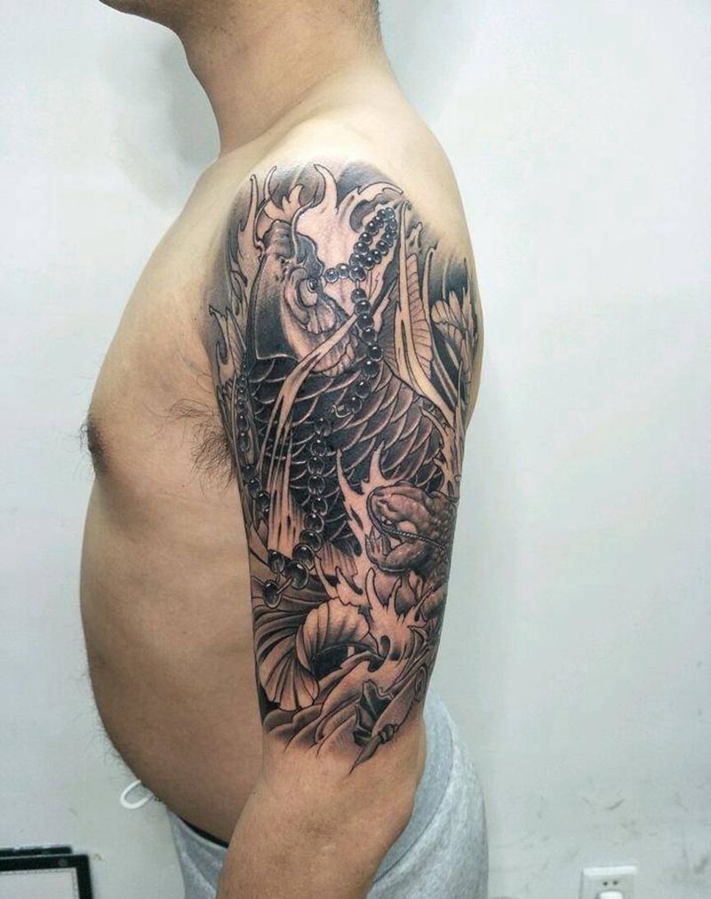 招财鲤鱼纹身图片