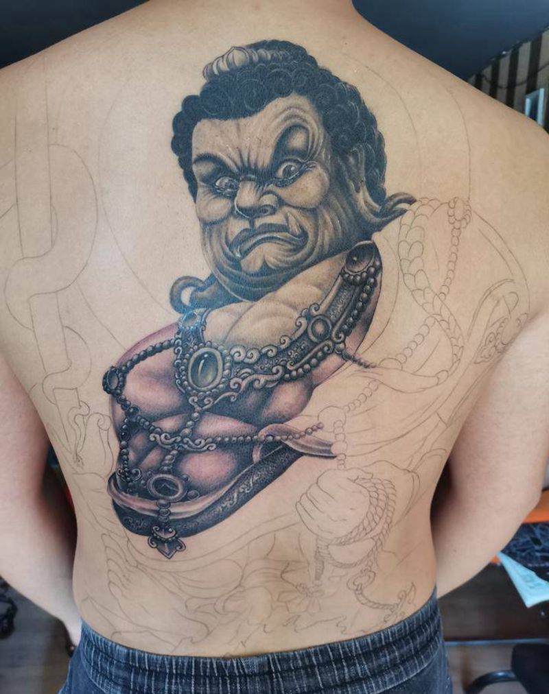 不动尊纹身图片_背部纹身图案