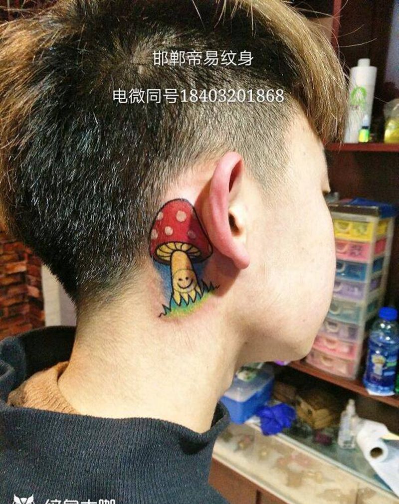 魔姑纹身图片_颈部欧美植物手稿纹身图案