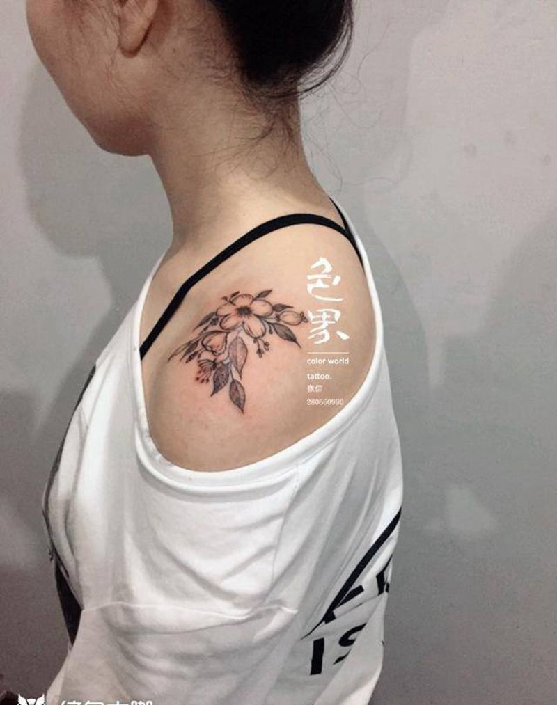 肩花，遮盖伤疤纹身图片