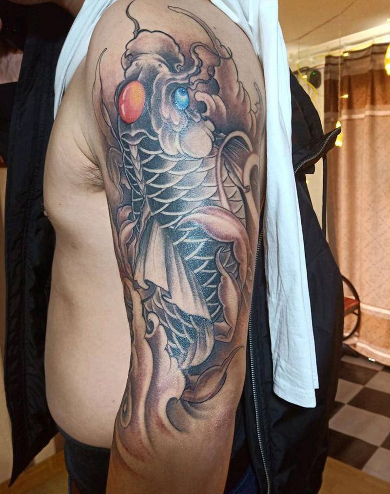 招财鲤鱼纹身图片