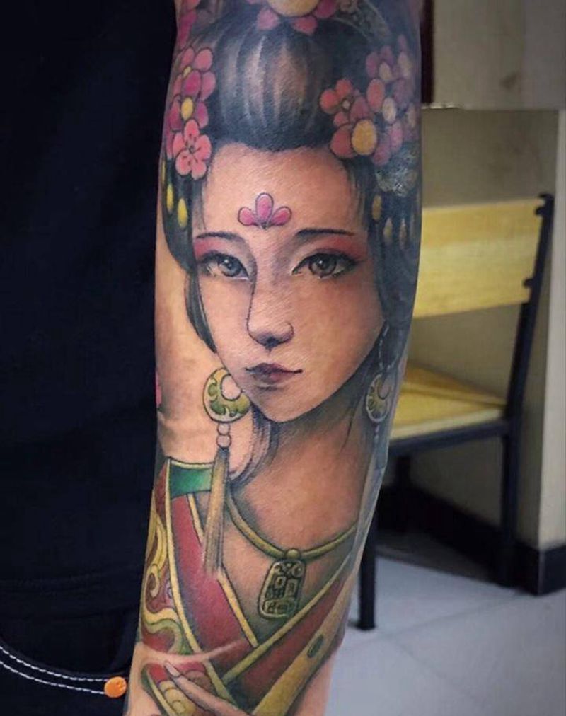 艺妓纹身图片