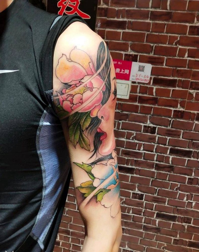 艺妓纹身图片_手臂新传统纹身图案