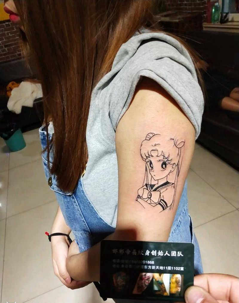 邯郸美少女纹身图片_手臂New School纹身图案