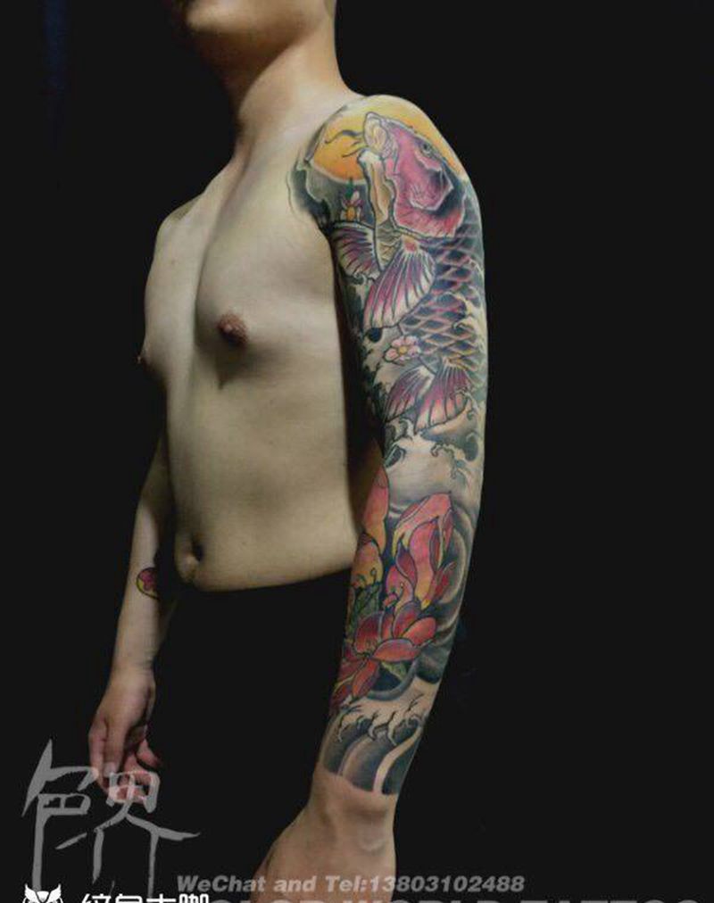 新传统花臂纹身图片