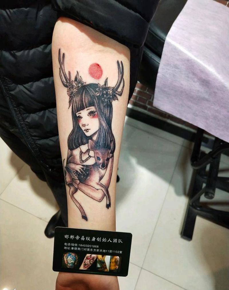 小美女纹身图片_手臂New School纹身图案