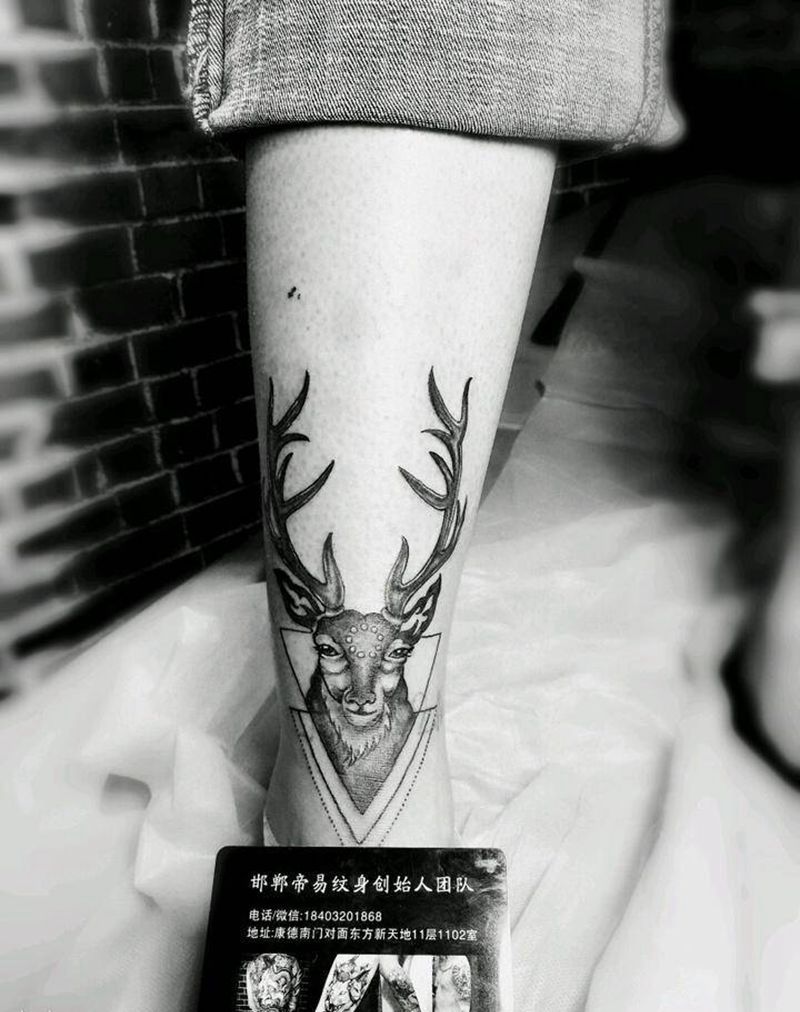 生财有鹿纹身图片