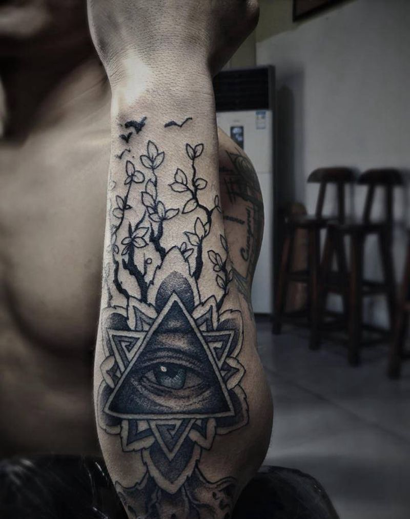 全视之眼纹身图片_手臂点刺纹身图案