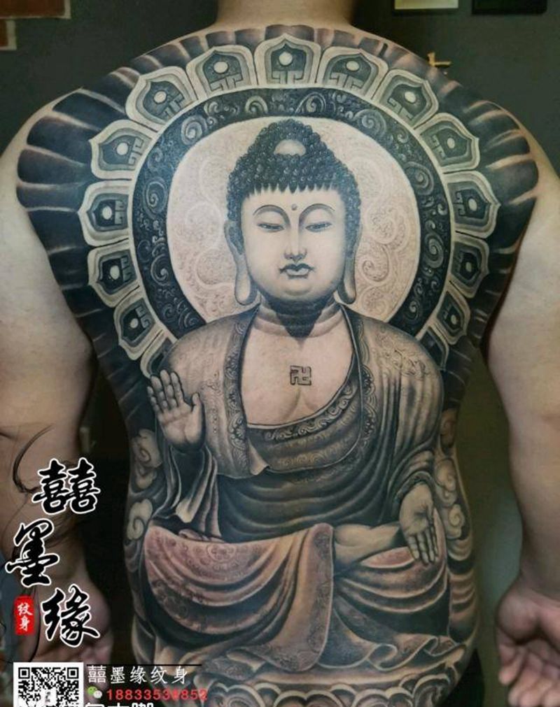 大日如来纹身图片_背部纹身图案
