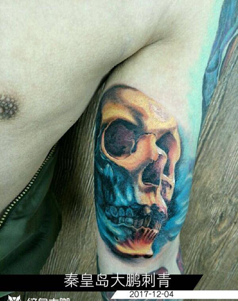 彩色骷髅纹身图片