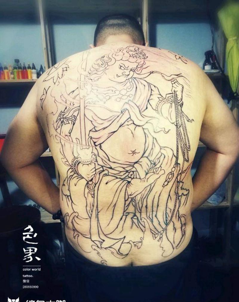 不动冥王，恢复后上色纹身图片