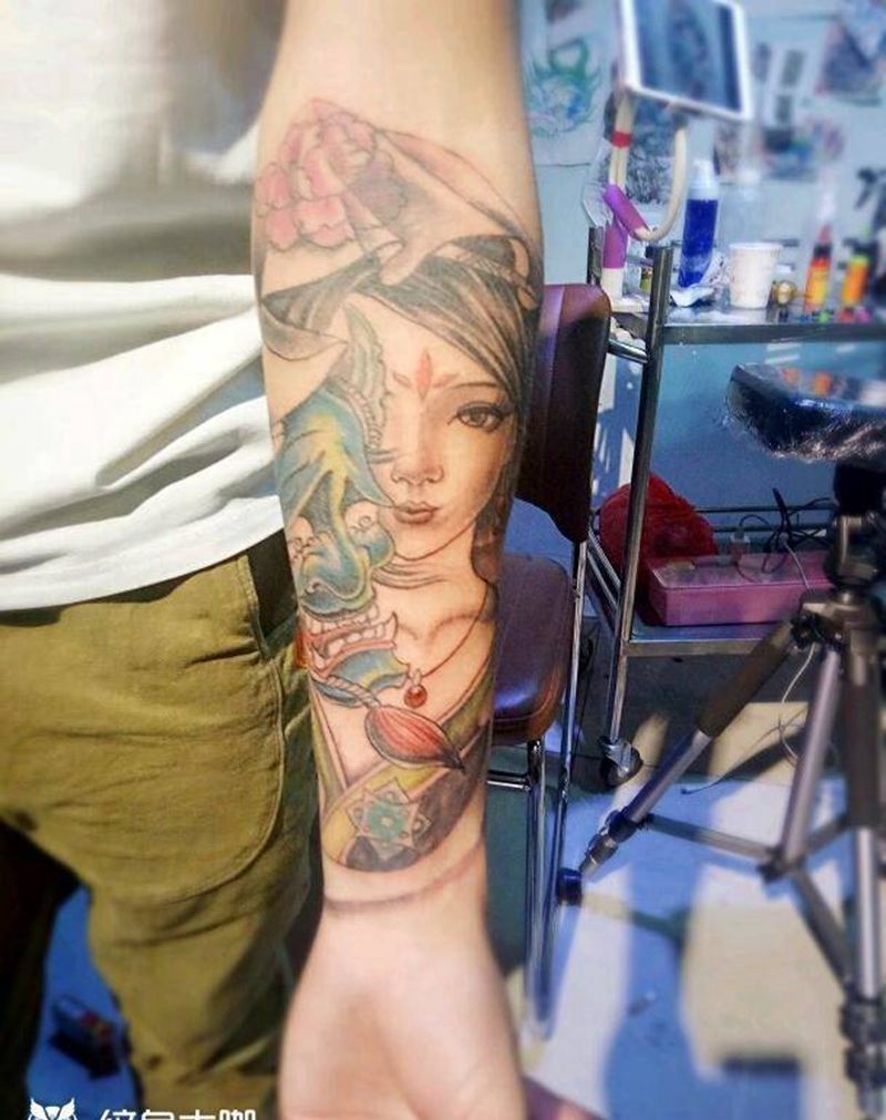 般若艺妓纹身图片