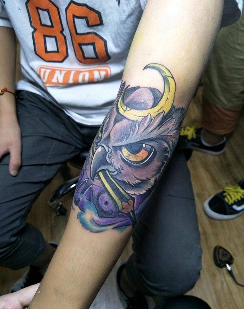 欧美猫头鹰纹身图片