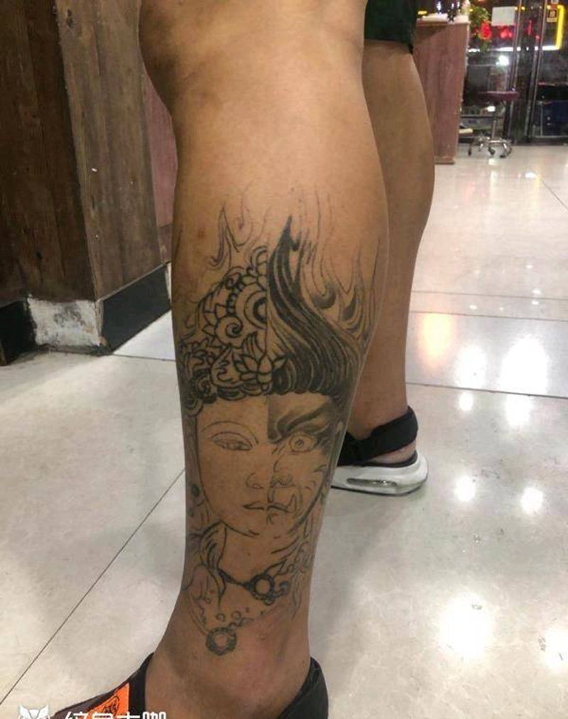 修改毁皮旧纹身纹身图片_腿部纹身图案