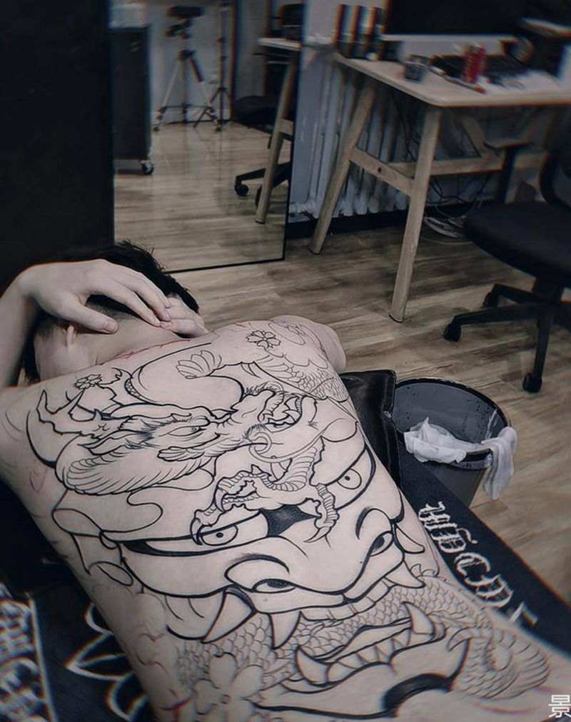 般若纹身图片_背部新传统纹身图案