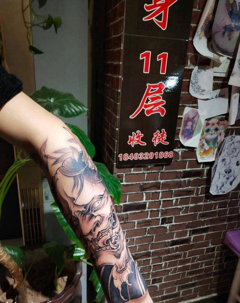 般若纹身图片_手臂新传统般若纹身图案