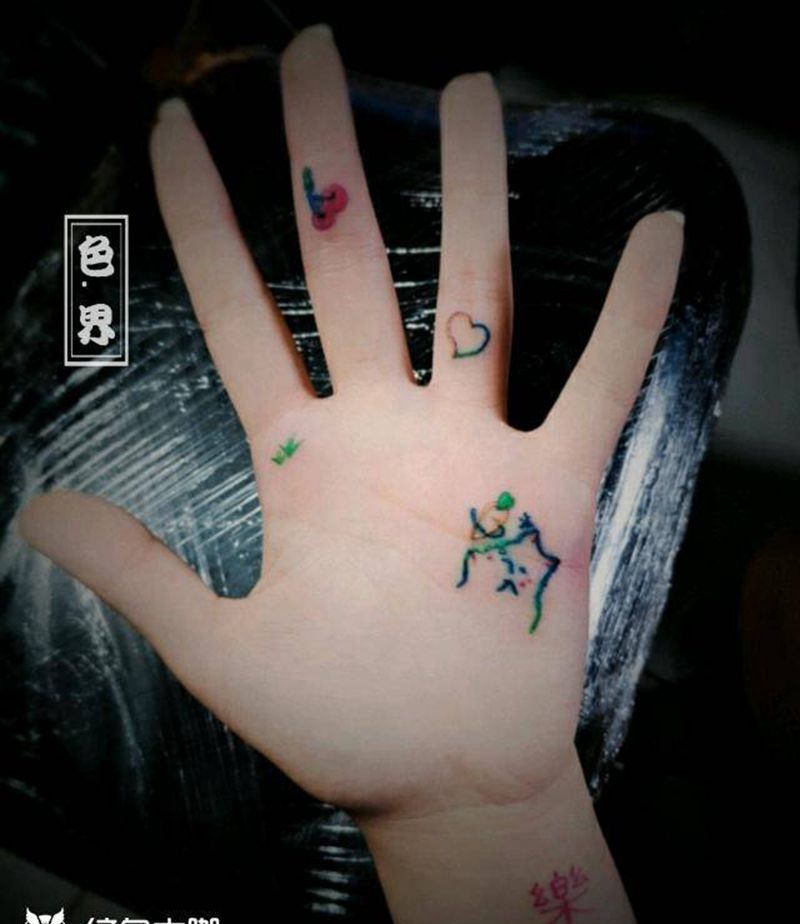 抖音小红书爆款纹身图片_手部水彩纹身图案