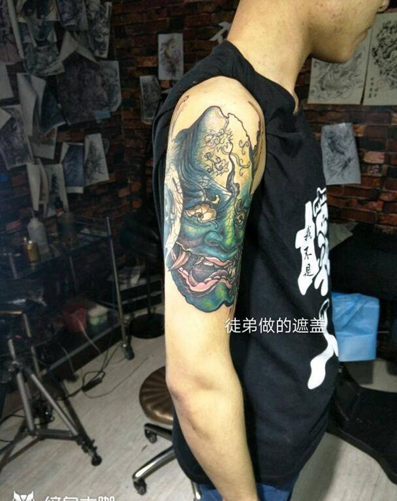 般若纹身图片_手臂传统鬼神成品纹身图案