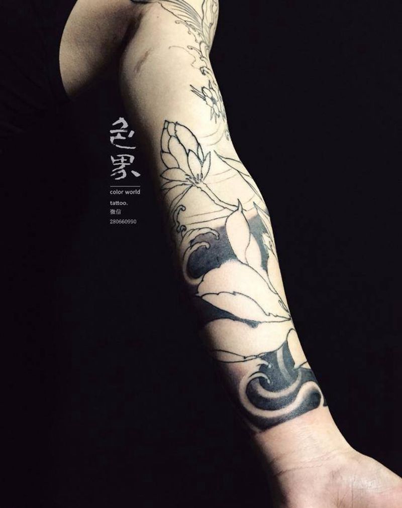新传统花臂未完待续纹身图片