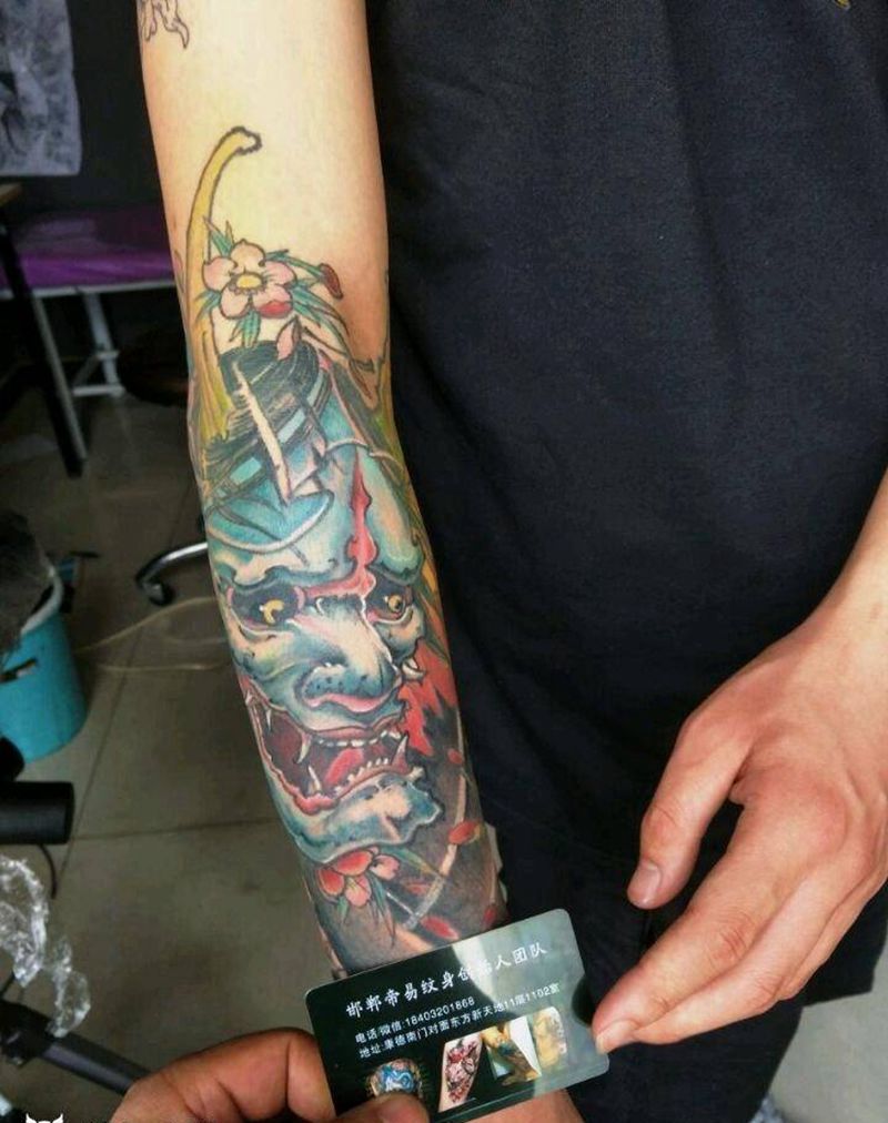 般若纹身图片_手臂传统鬼神成品纹身图案