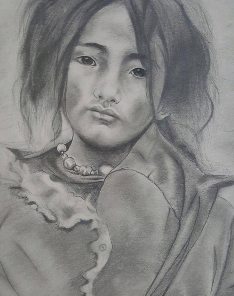 藏女孩儿纹身图片