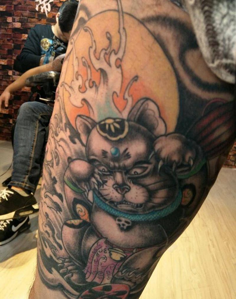 招财猫纹身图片