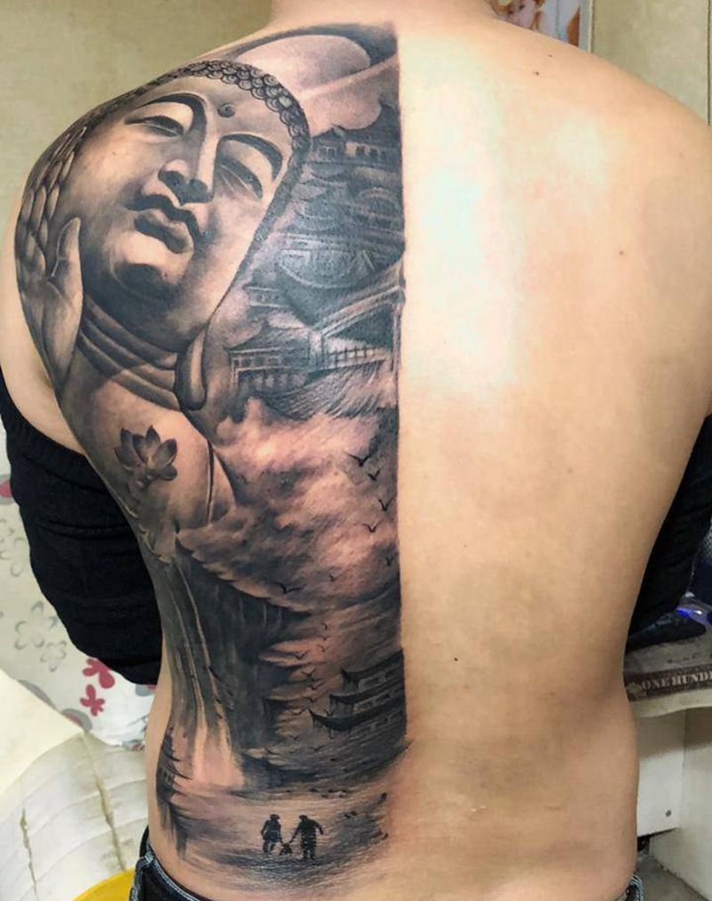 半背佛纹身图片