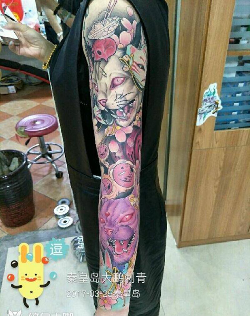 猫，花臂，纹身图片