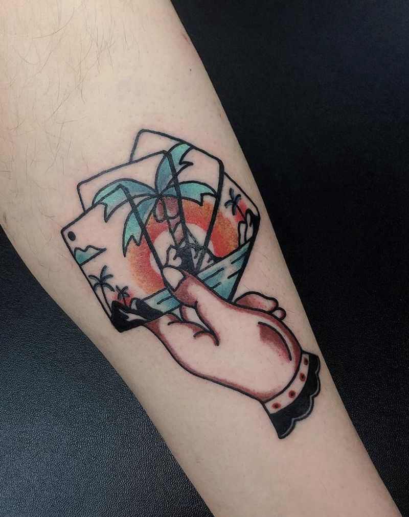 扑克纹身图片_New School纹身图案