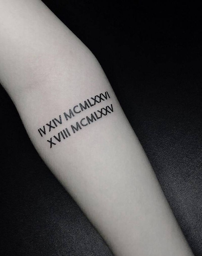 罗马数字纹身图片_手臂纹身图案