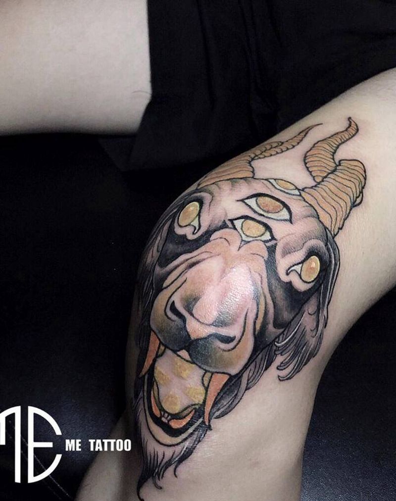 爆膝纹身图片_腿部New School纹身图案